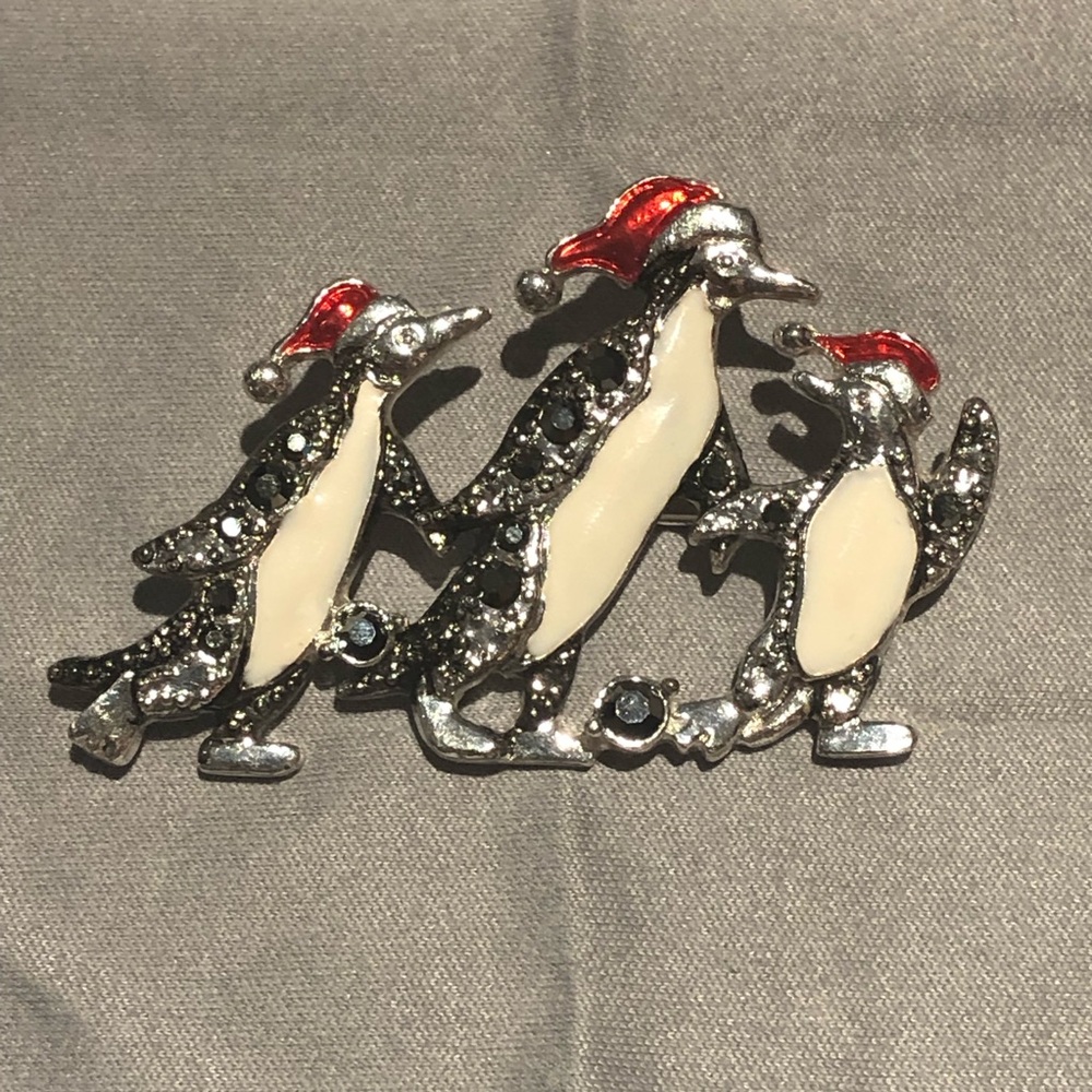 Three Penguins Brooch
